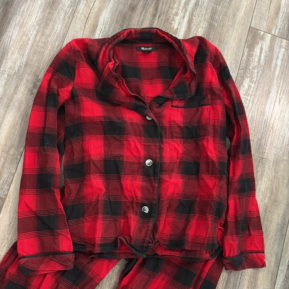 MADEWELL Buffalo check red and black long sleeve flannel PJ set XS - Picture 8 of 13
